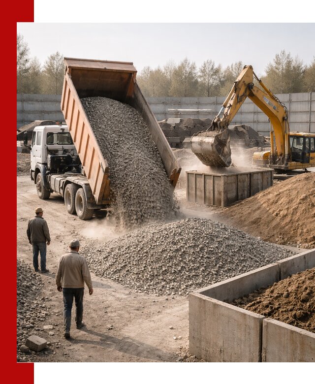 Доставка нерудных материалов с погрузкой и разгрузкой в Махачкале