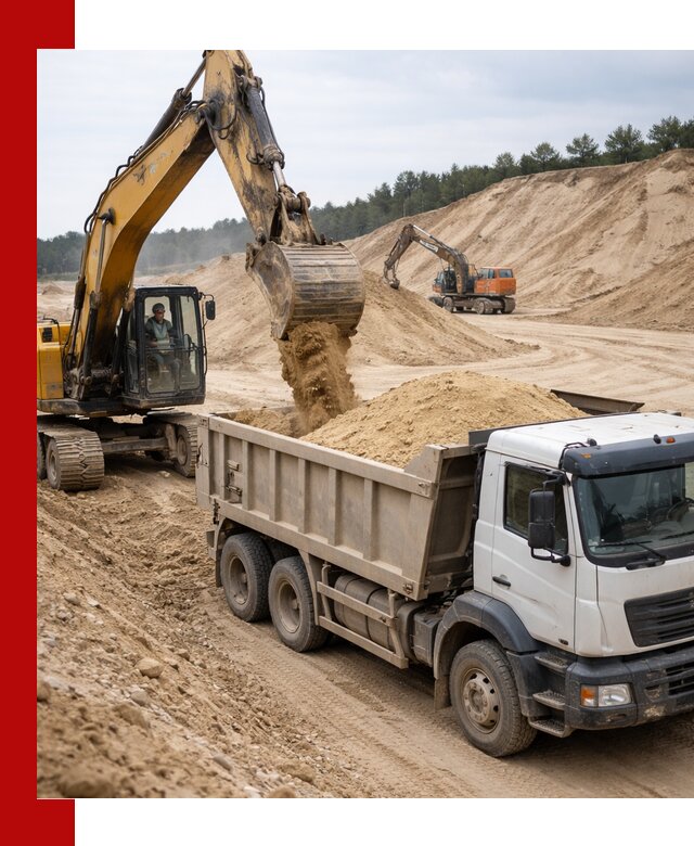 Доставка карьерного песка с самосвалами и разгрузкой в Махачкале