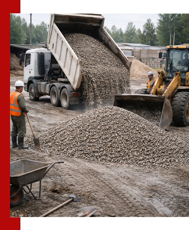 Мытый гравий с доставкой в Махачкале от карьера до участка