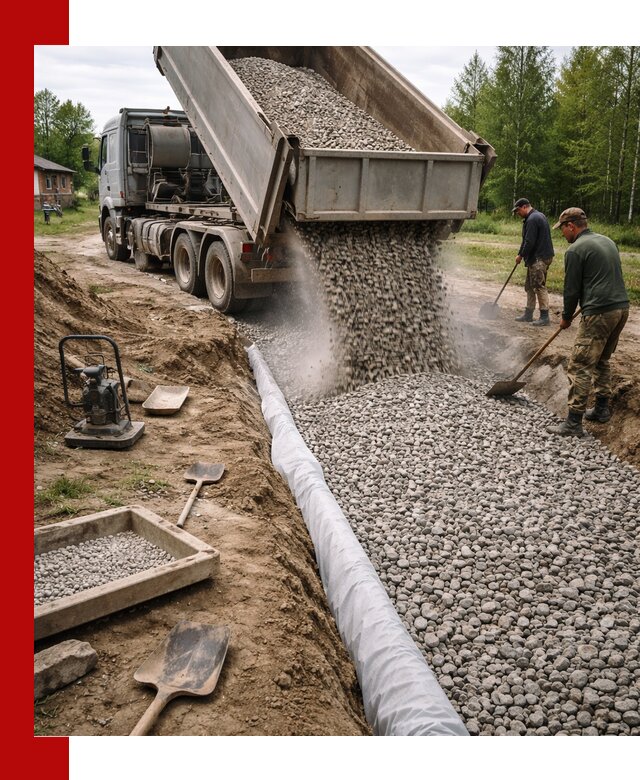 Гравий для дренажа с доставкой в Махачкале качественный и недорогой