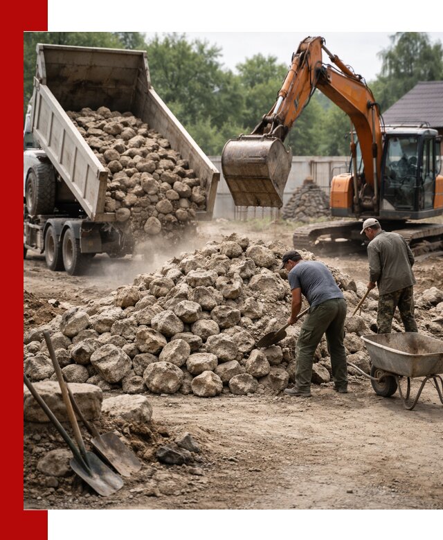 Доставка и разгрузка бутового камня в Махачкале