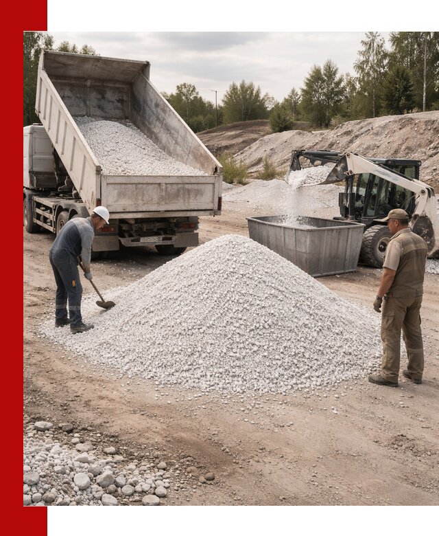 Доставка и продажа белой мраморной крошки в Махачкале