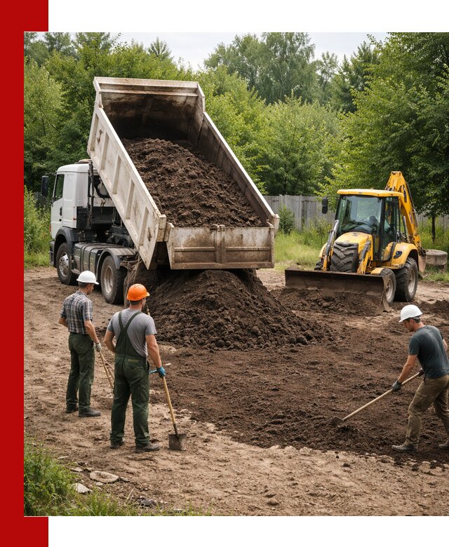Доставка и укладка грунта для выравнивания участка в Махачкале