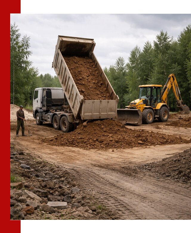 Доставка суглинка самосвалами в Махачкале подсыпка и планировка